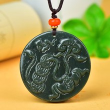 新疆精品天然和田玉青玉吉祥如意顺心顺意福在眼前颈饰玉石吊坠