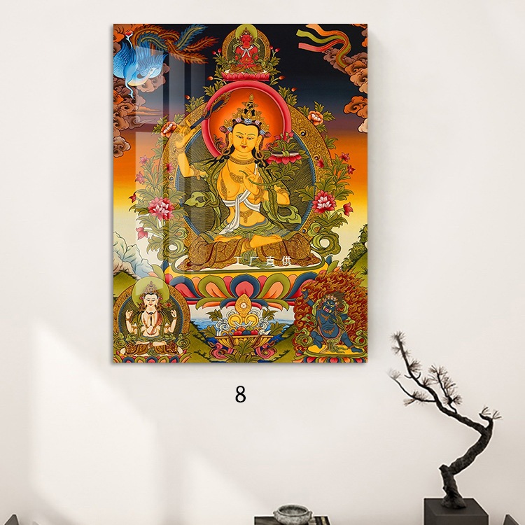 文殊菩萨绿度母观音佛像普贤菩萨装饰挂画西藏唐卡自粘贴画