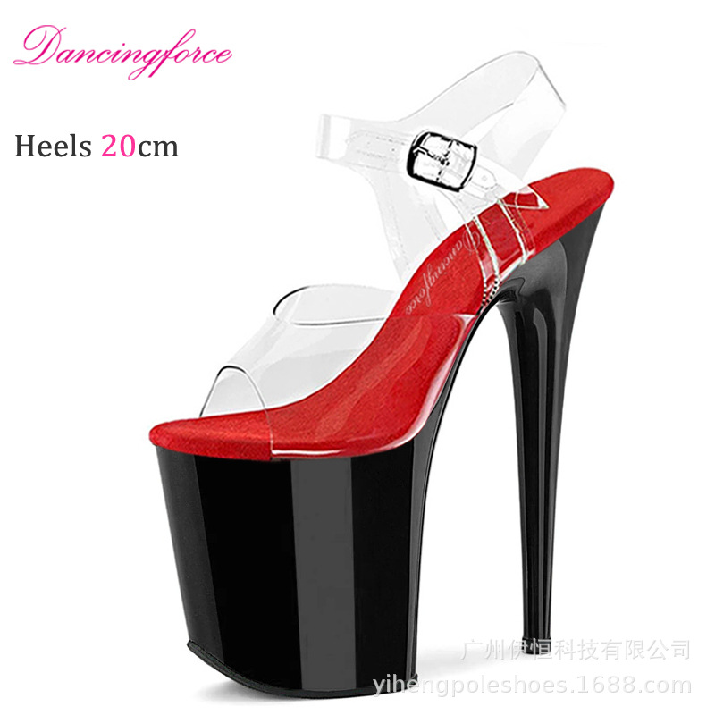 Zapatos de Tacón para Baile de Tubo 20cm de TPU y PU Transparentes para Espectáculos