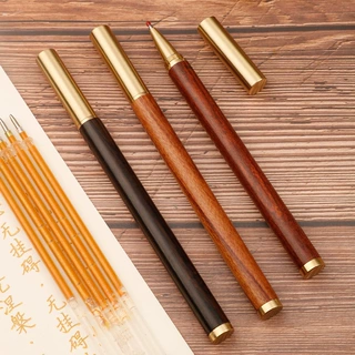 抄经笔实木笔描金笔檀香金笔芯临摹硬笔经文笔抄经金色水心可刻字