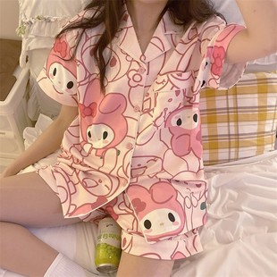 Internet Celebrity ins Style Korean Cartoon Pajamas for Women Summer Crayon Shin-chan Short-sleeved High-end Cute Home Clothes Set