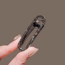 碎钻霜糖~黑色水钻发夹刘海新款高级感气质前额碎发鸭嘴夹侧边夹