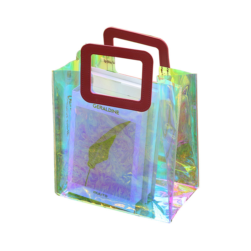 Bolsas de mano láser bolsas personalizadas bolsas de plástico de PVC bolsas de jalea bolsas de regalo transparentes bolsas de regalo transparentes