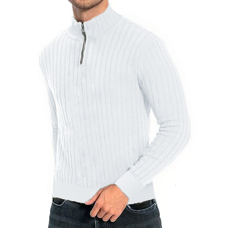 Leisure Pullover Men’s Half-high Collar Zip Sweater