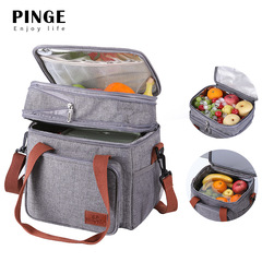 Cross-border new large waterproof cold insulation ice pack with adjustable capacity double-layer insulation bag outdoor single-shoulder picnic bag