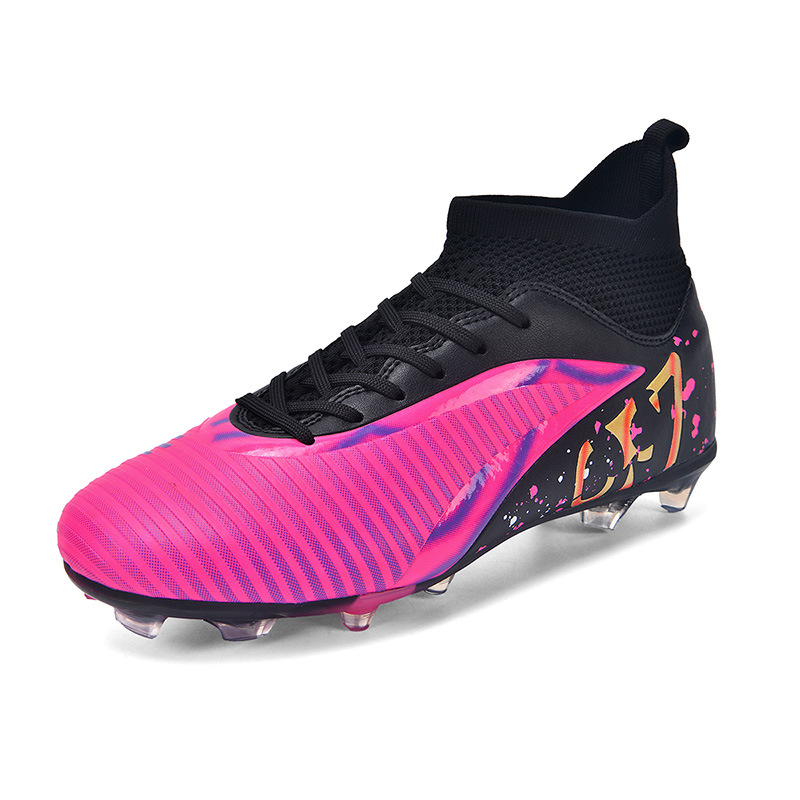 2025 zapatos de fútbol nuevo anti-deslizante para hombres y mujeres clavos largos césped transfronterizo fábrica juvenil venta directa de un cabello
