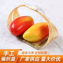 酒店竹编小提篮手拎干果水果篮茶点心篮家用创编织环保竹制