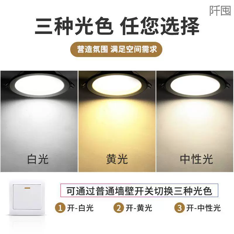 LED-потолочный светильник, суперяркая точечная подсветка, встроенные светильники для вентилятора коридора, три цвета