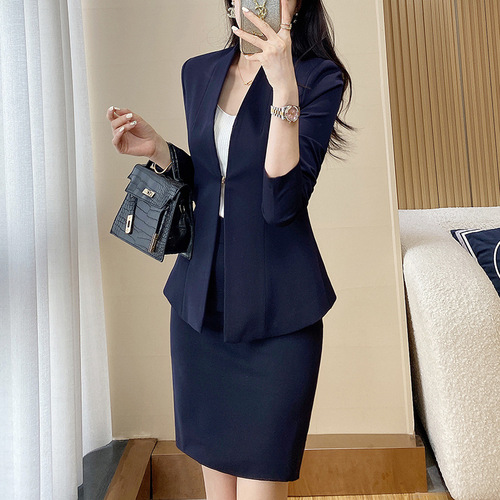 Business wear women's suit spring and autumn new high-end fashion blue formal suit temperament female CEO suit work clothes
