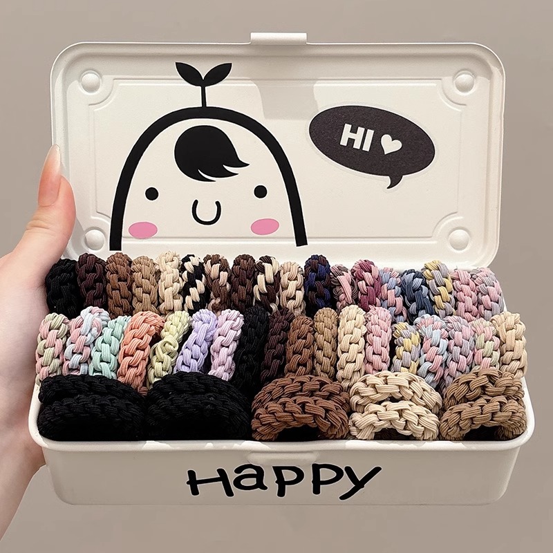 Corda de cabello de cola de caballo de tejido coreano, tocado de banda de goma de alta elasticidad no lesionar bola de cabello, cuerda de cabello