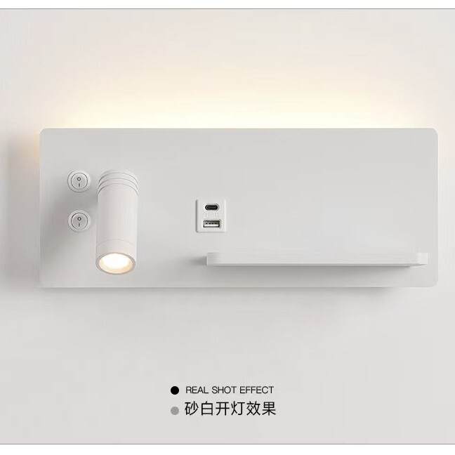 Cross-Border Supply of Wireless Mobile Phone Charging Reading Lamp with Switch, USB Dual-Port Eye-Protection Led Bedside Reading Wall Lamp