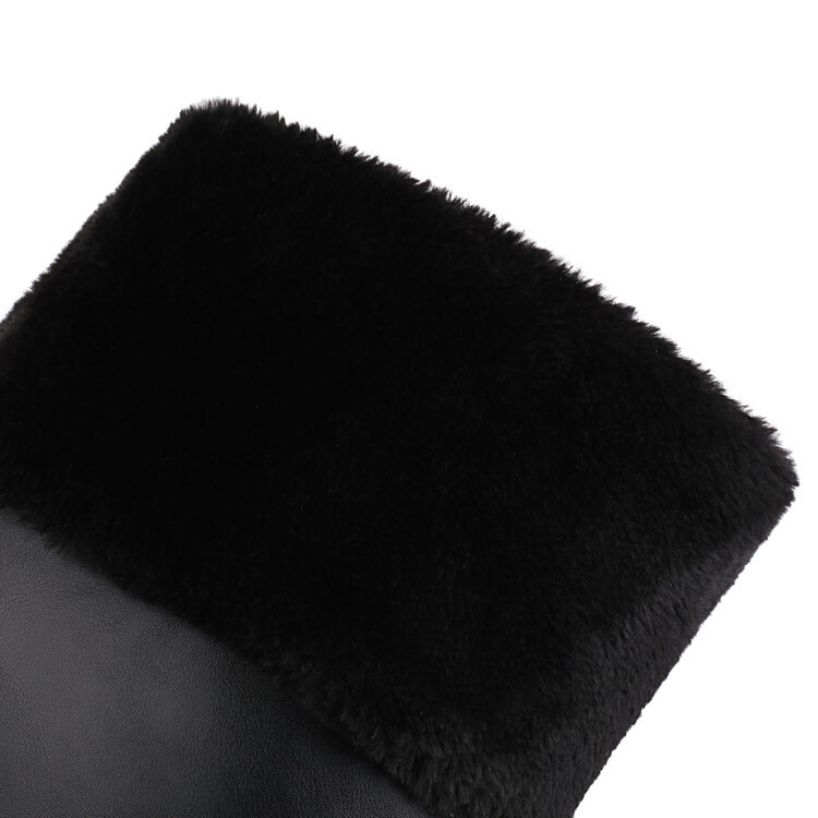 Nuovi stivali aderenti con risvolto e cerniera laterale, tacco squadrato, stivali alla moda taglie forti per le donne_voghion.com