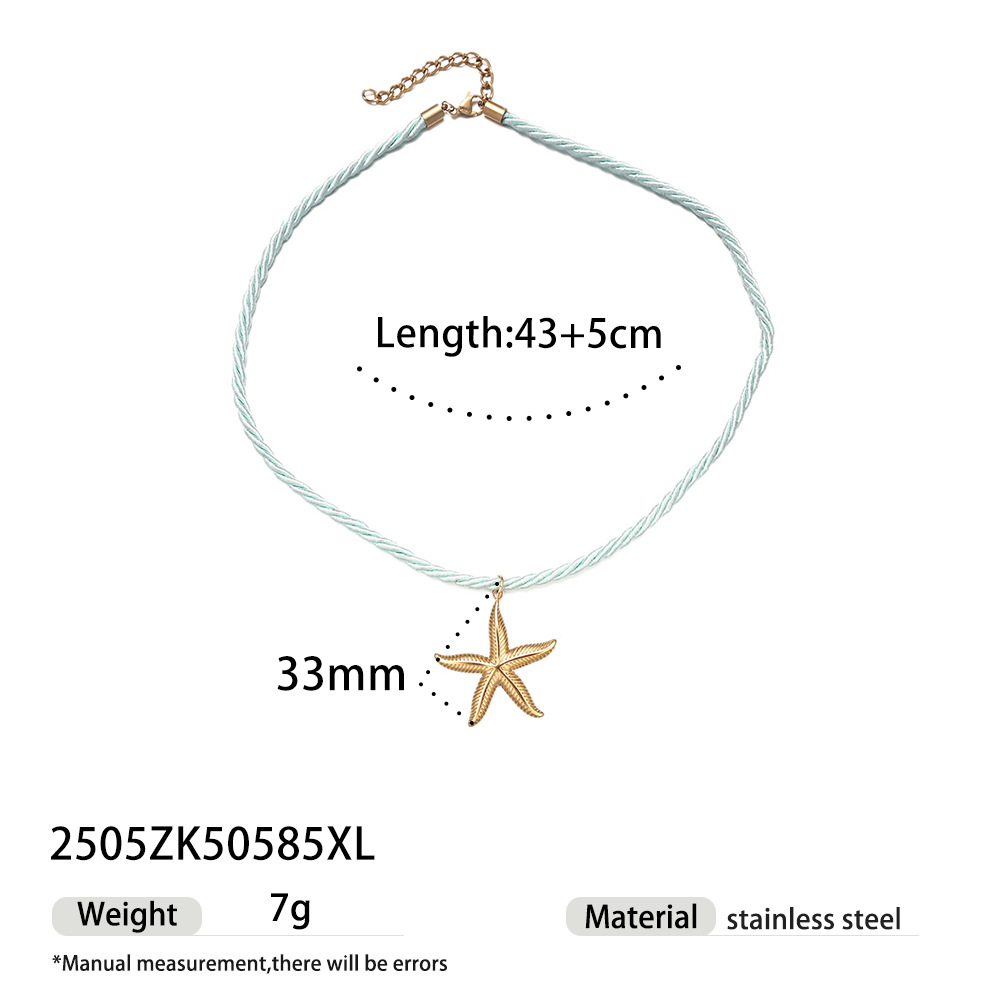 Tena collar de acero inoxidable europeo y americano simple y avanzado elemento marino concha color cuerda colgante collar joyería image 15