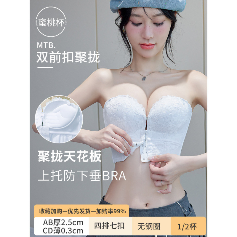2025新款穿婚纱专用的内衣无肩带小胸聚拢防滑晚礼服新娘隐形文胸|undefined