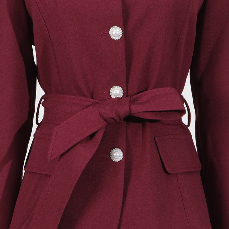 Casual Set Women Autumn Solid Color round Neck Single Breasted Design Slim Skirt Set