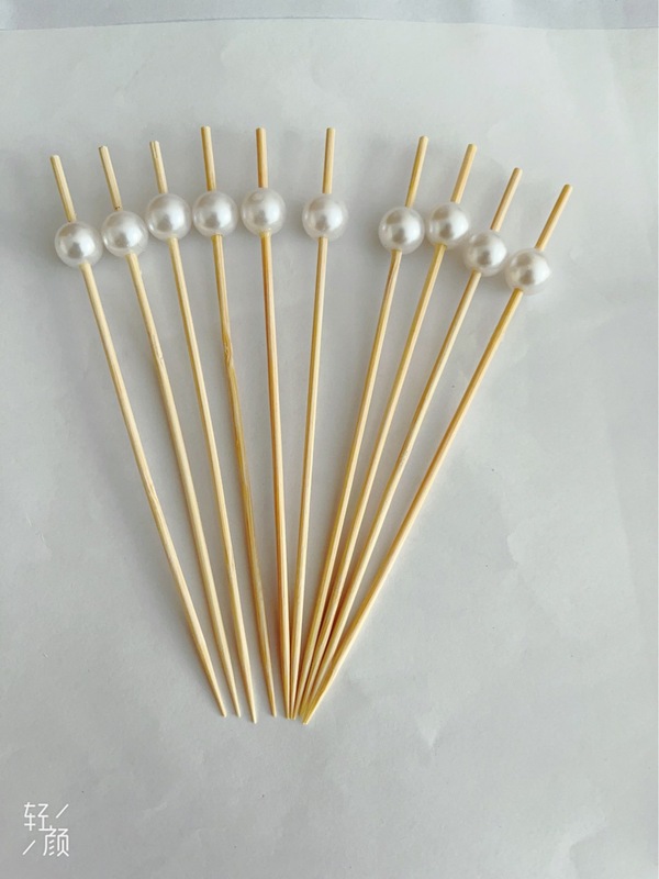 使い捨て果物の串竹製ビーズのハンバーガーの串各種装飾100本/結婚祝いの串を包んで携帯します。|undefined