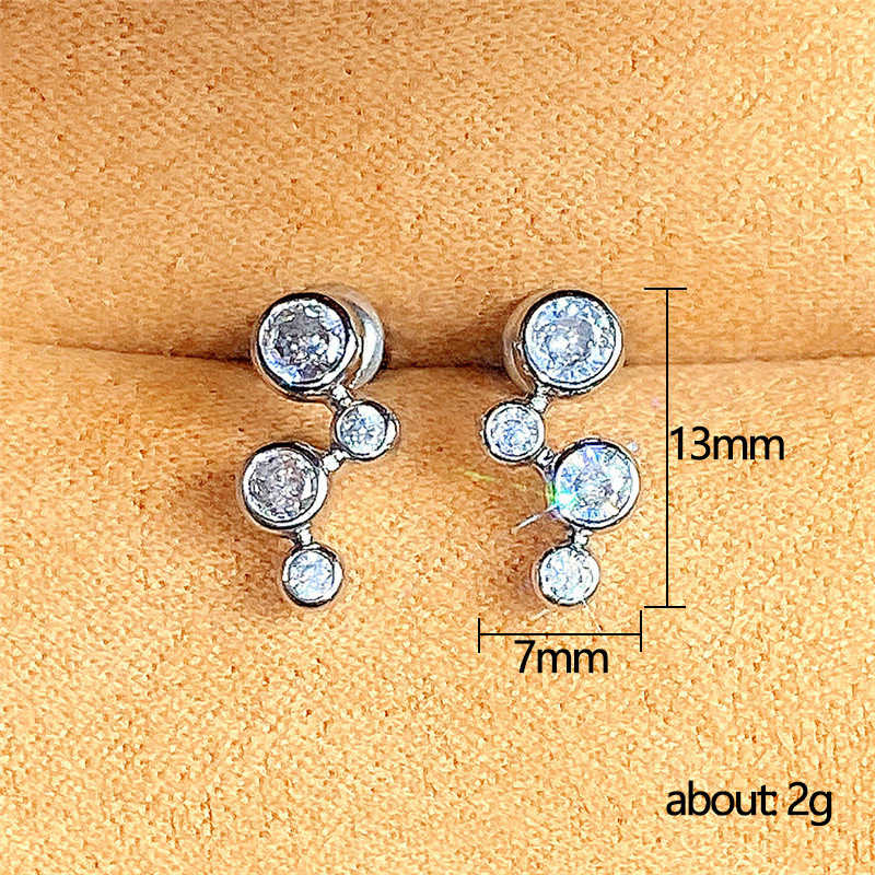 1 Pair Elegant Shiny Round Inlay Copper Zircon Ear Studs display picture 1