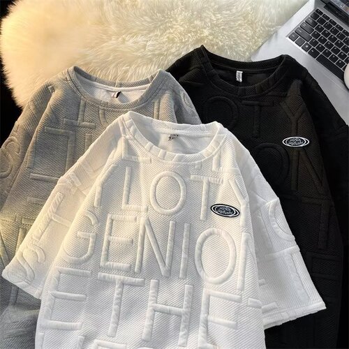 Stylish and Fashionable T-Shirt Short Shorts Five-Finger Pants New Two-Piece Casual Set Trendy Simple Men's Suit