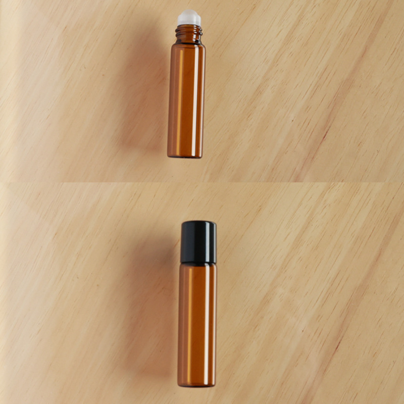 Botella roll-on para aceites esenciales cosméticos, botella marrón para aceites esenciales, botella transparente para reactivos, botella roll-on de vidrio, botella de perfume ámbar.
