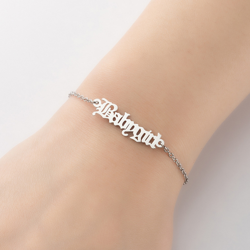 1 Piece Simple Style Letter Stainless Steel Plating Bracelets display picture 5