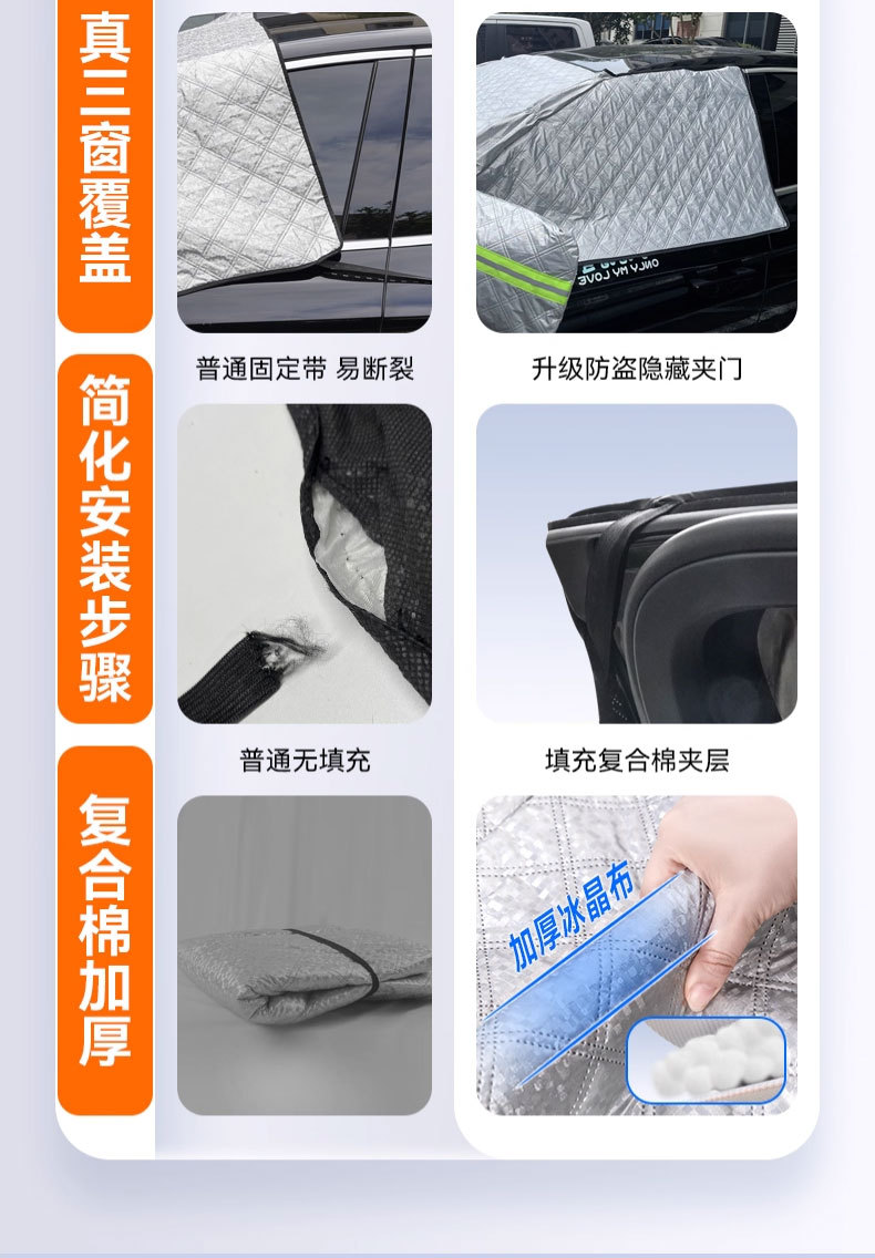 Car Snow Shield Front Windshield Snow Cover Winter Thickeneded Magnetic Anti-Freeze and Anti-Frost Cover Sun Protection Sunshade Car Cover