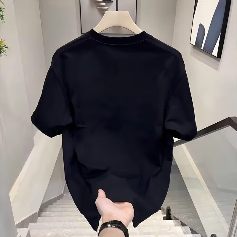 Herrenbekleidung: Kurzarm-T-Shirt aus reiner Baumwolle für Teenager – Sommer-Style, stylisch, ideal für Schüler der Mittel- und Oberstufe_voghion.com