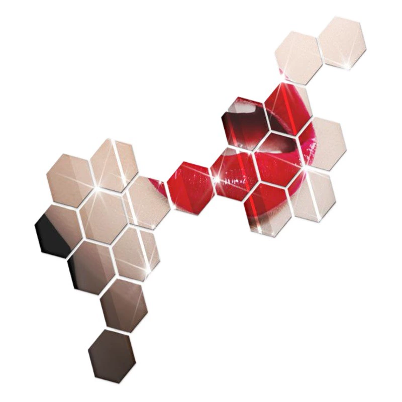 Акриловые самоклеящиеся зеркальные настенные наклейки трансграничные горячие продажи лестничного прохода декоративные шестиугольные зеркальные настенные наклейки прямые продажи с фабрики