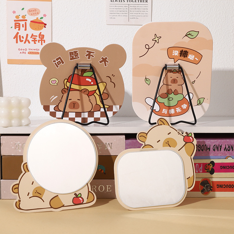 Keluli 風鉄金属デスクミラー漫画吊り下げ可能スタンドプラスチックボードデスクトップ化粧鏡スタンドデスクトップ片面ミラー|undefined