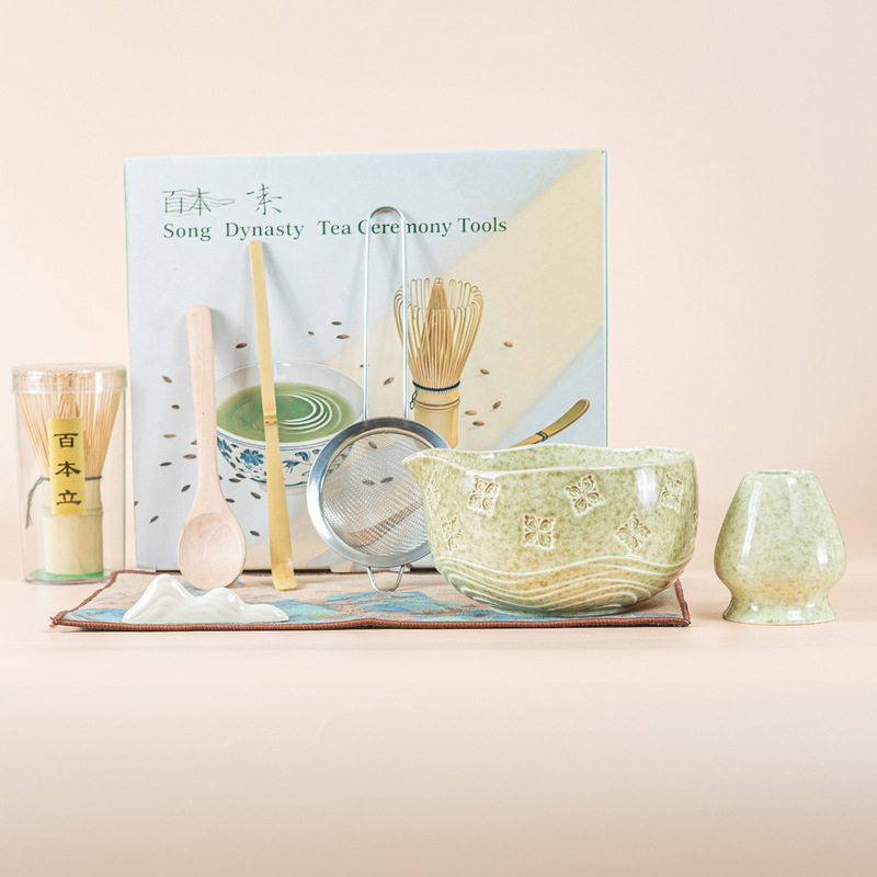 亚马逊日式樱花抹茶碗抹茶套装百本立茶筅立窑变抹茶套装茶拨|undefined