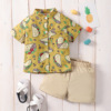 Autumn top for boys, solid mini-skirt, set, 2022 collection, Korean style, with short sleeve