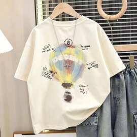 儿童半袖中大童夏款上衣男童短袖圆领2026新款夏季宽松百搭T恤潮