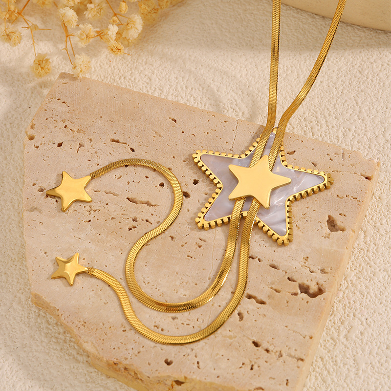 Star Classic Style Titanium Steel Y-Necklace Plating Lobster Trigger Clasp Closure display picture 1