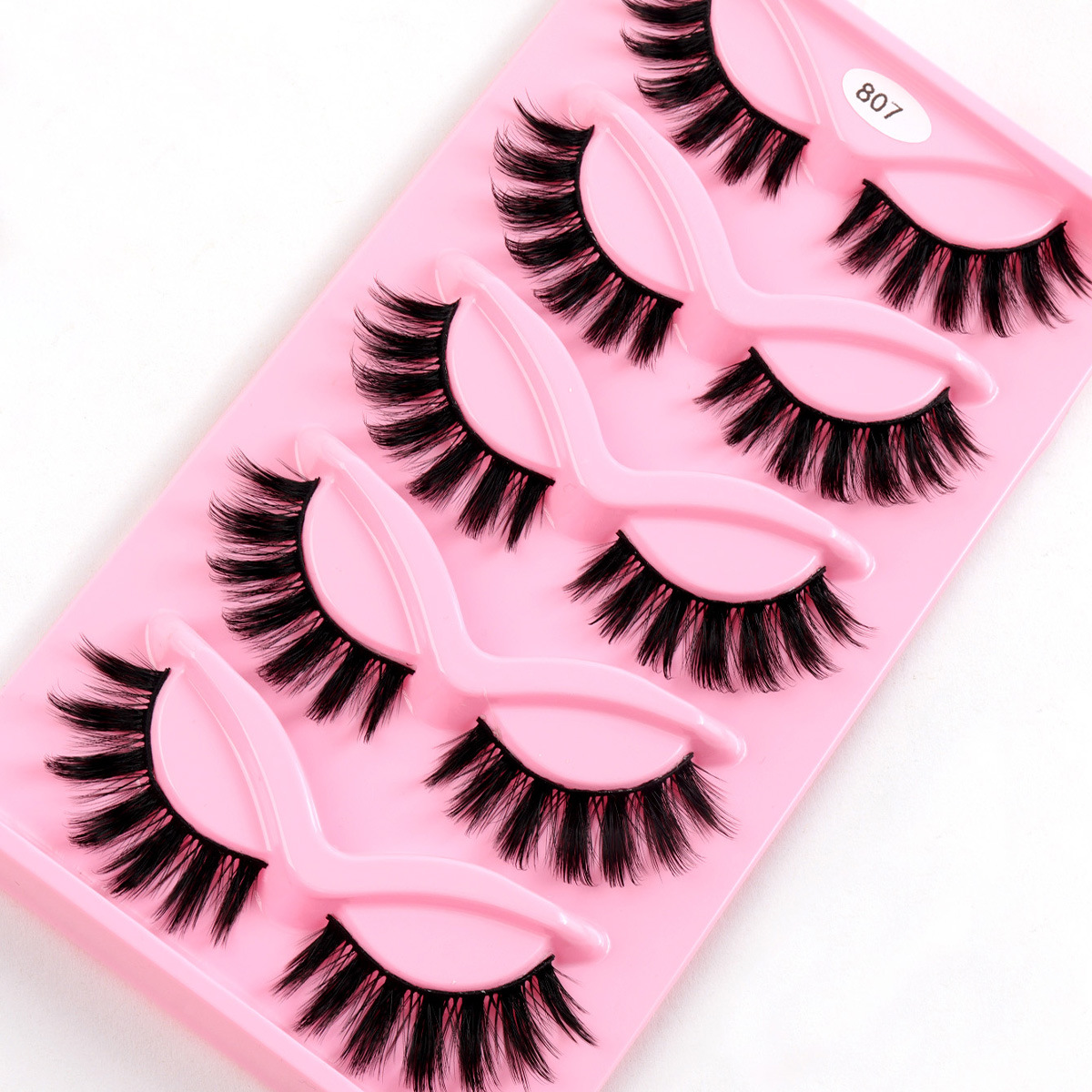 Nuevos productos 5 pares de ojos de gato, pestañas de zorro, pestañas falsas de estilo antiguo inclinadas, pestañas naturales, curvas gruesas, ojos de zorro, simulación