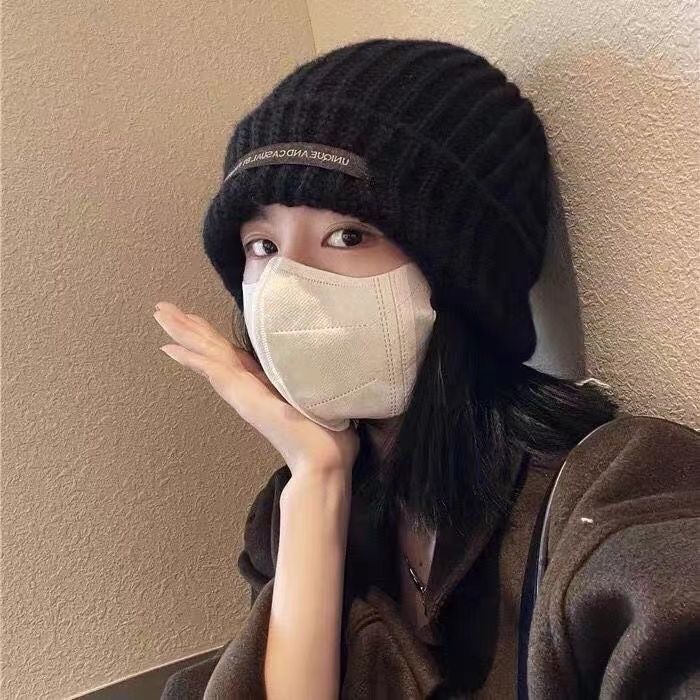 新款包头帽大头围帽子女冬季针织毛线帽加厚保暖护耳东北雷锋帽潮|undefined
