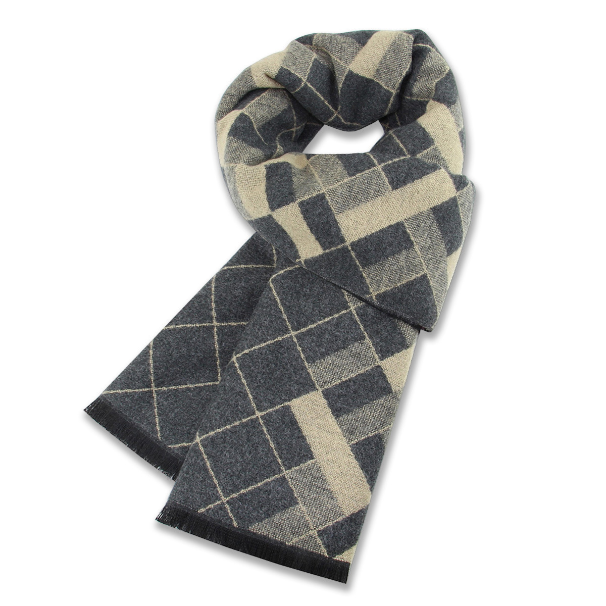 Wool Blend Scarf For Men Thick Jacquard Winter Warm Accessory_voghion.com