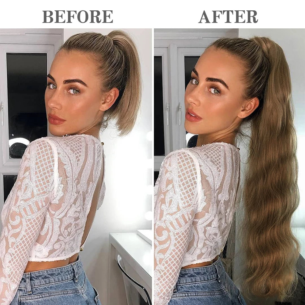 Postiche queue de cheval bouclée synthétique avec scratch_voghion.com