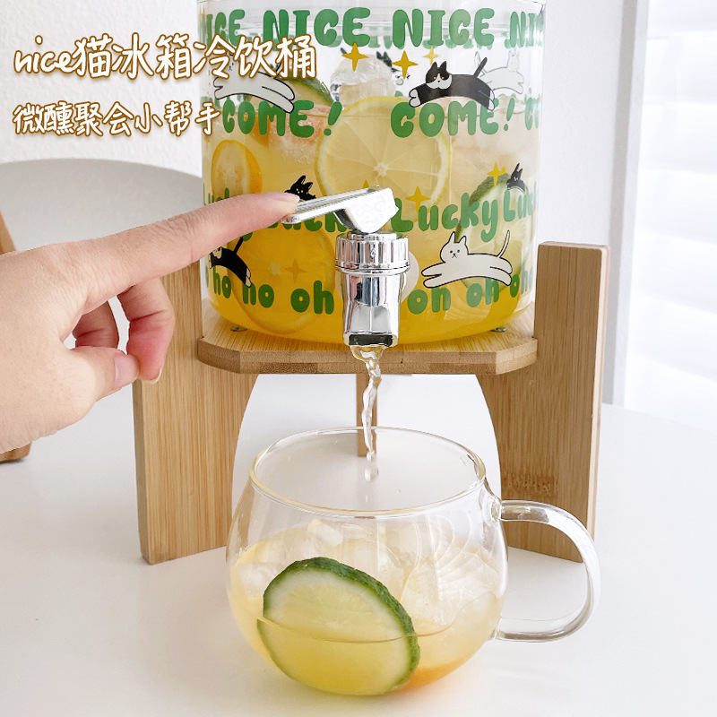 新しい家庭用ガラスカクテル大容量の飲み物の冷たい飲み物の樽は蛇口のビールの樽の創意の個性のジュースの缶を持ちます。|undefined
