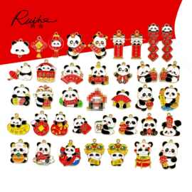 2025中国风熊猫新年钥匙扣挂件合金饰品配饰项链包包吊坠手链diy