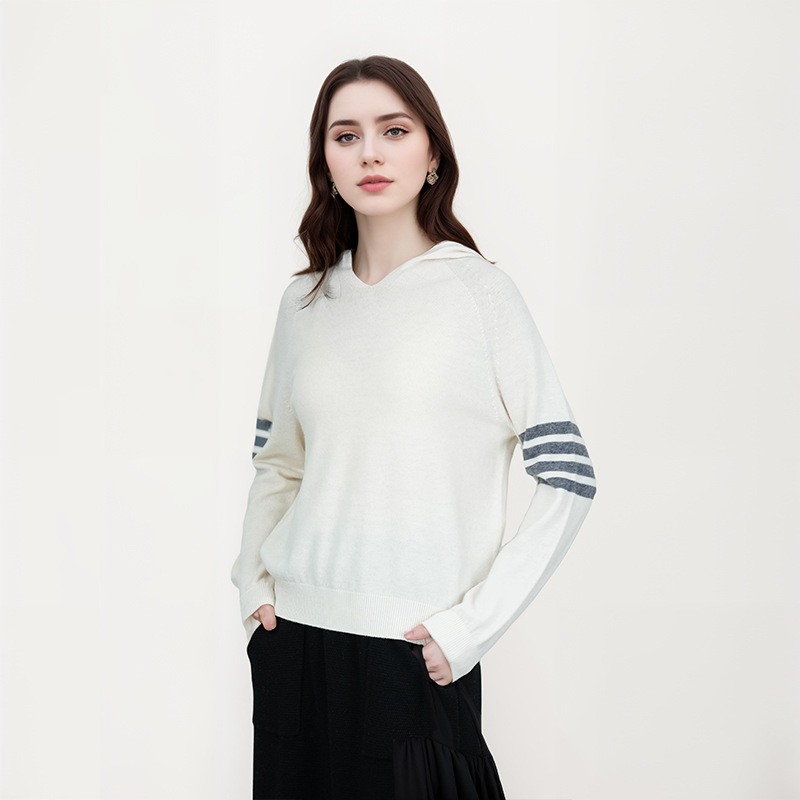 Puyuan cardigan women seamless hooded stripes autumn and winter Han Meinuo wool sweater women LABULLBN162