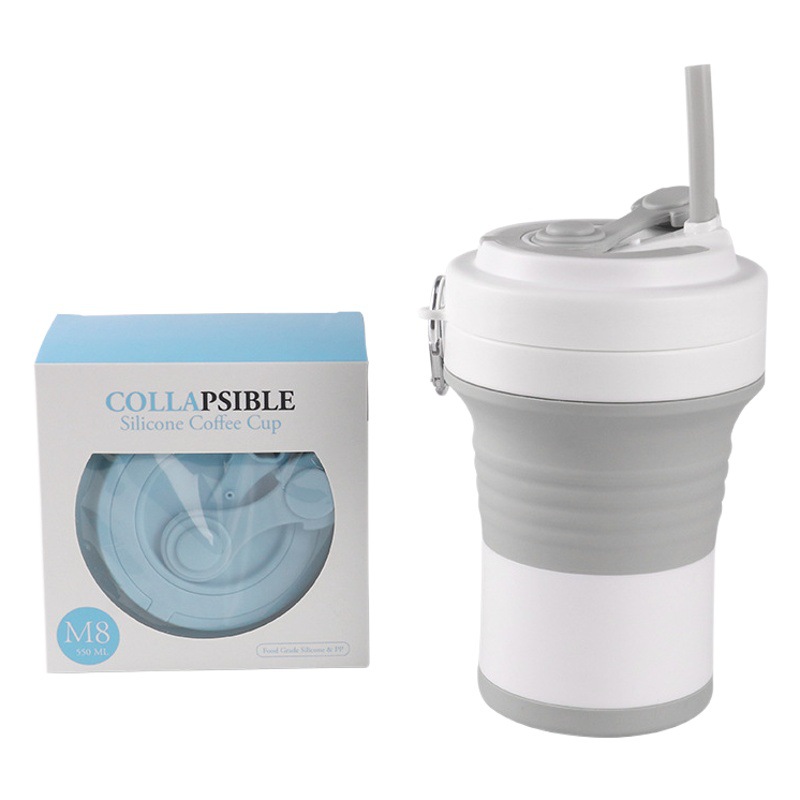 En stock de silicona plegable taza de café conveniente viajes deportivos taza retráctil Oficina de ocio taza portátil taza de agua personalización