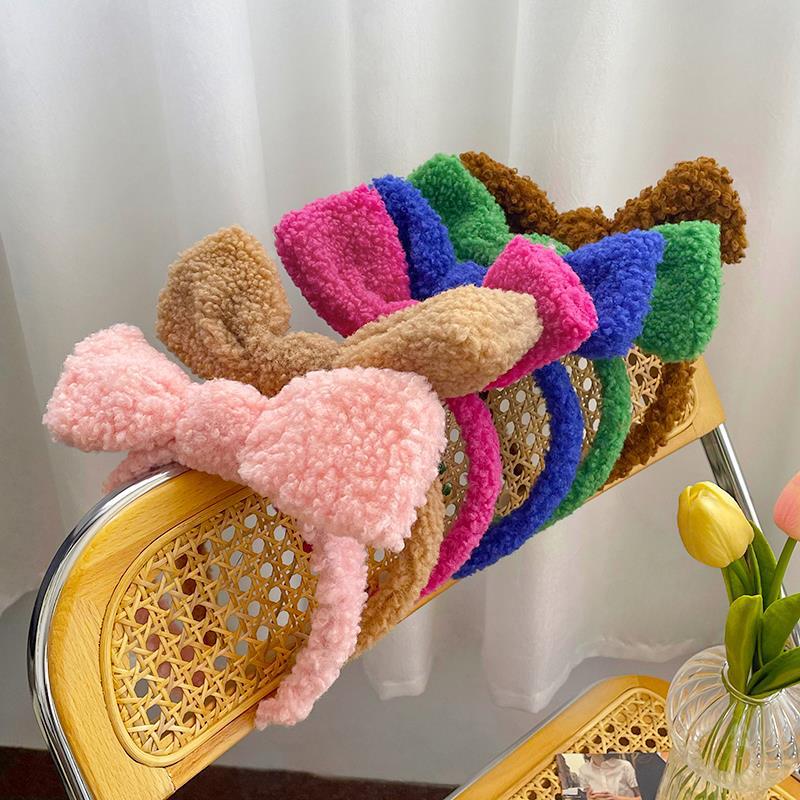 Arco de felpa diadema linda mujer lavado de cara maquillaje cabello presionando hacia fuera diadema estilo coreano Internet celebridad todo partido diadema tocado