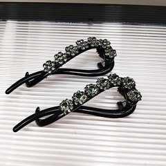 大号扭扭夹高级感玫瑰花镶钻轻奢风一字后脑勺盘发夹韩版水钻发饰