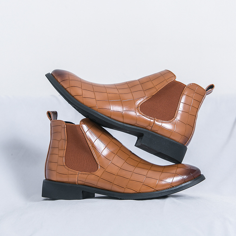 Zapatos de hombre Cross-border tallas grandes otoño e invierno nuevas botas de cuero moda estilo británico zapatos de cuero casuales para hombres tendencia botas cortas Chelsea image 9