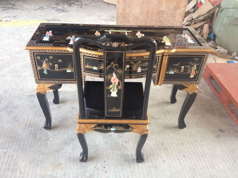 Supreme Beauty Royal Court Shell Furniture Chinese Hotel Desk Chair Combination High-end Desk Factory Wholesale Supreme Beauty Royal Court Shell Furniture Chinese Hotel Desk Chair Combination High-end Desk Factory Wholesale