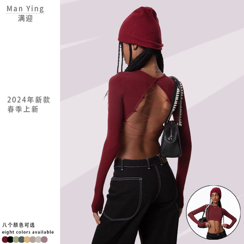 European and American foreign trade dance top long sleeve midriff-baring short women's running yoga clothes outdoor sports jacket with breast pad