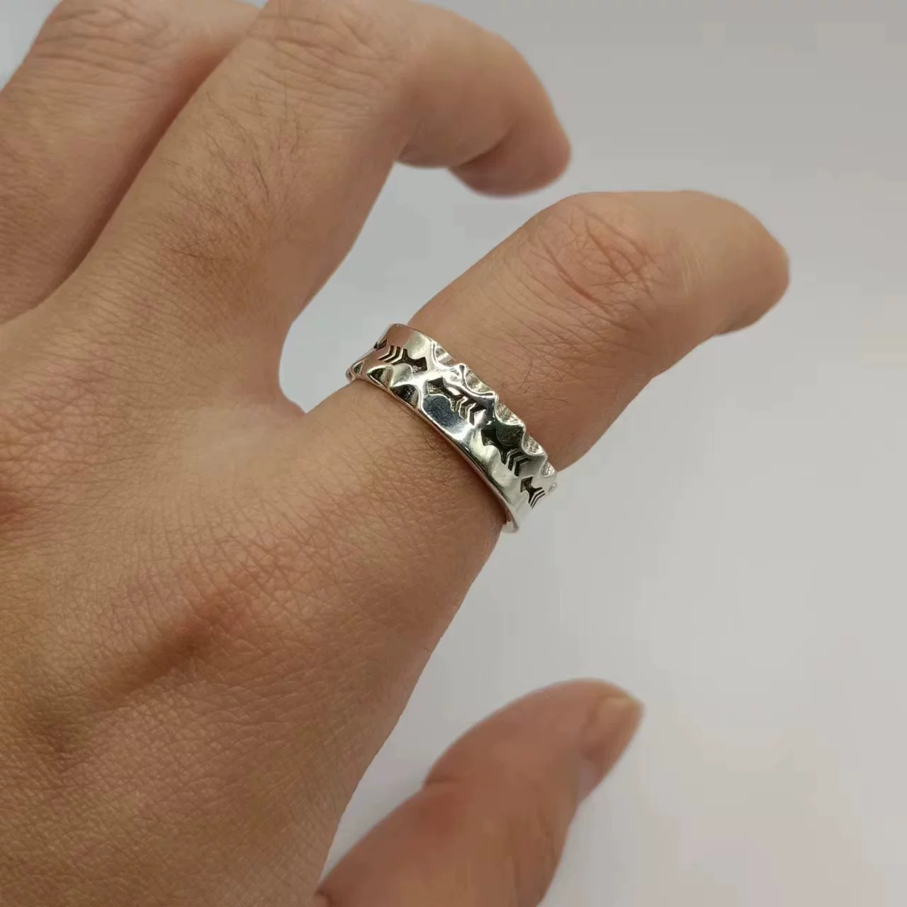 七尚 Регулируемое кольцо ретро handmade, на указательный палец