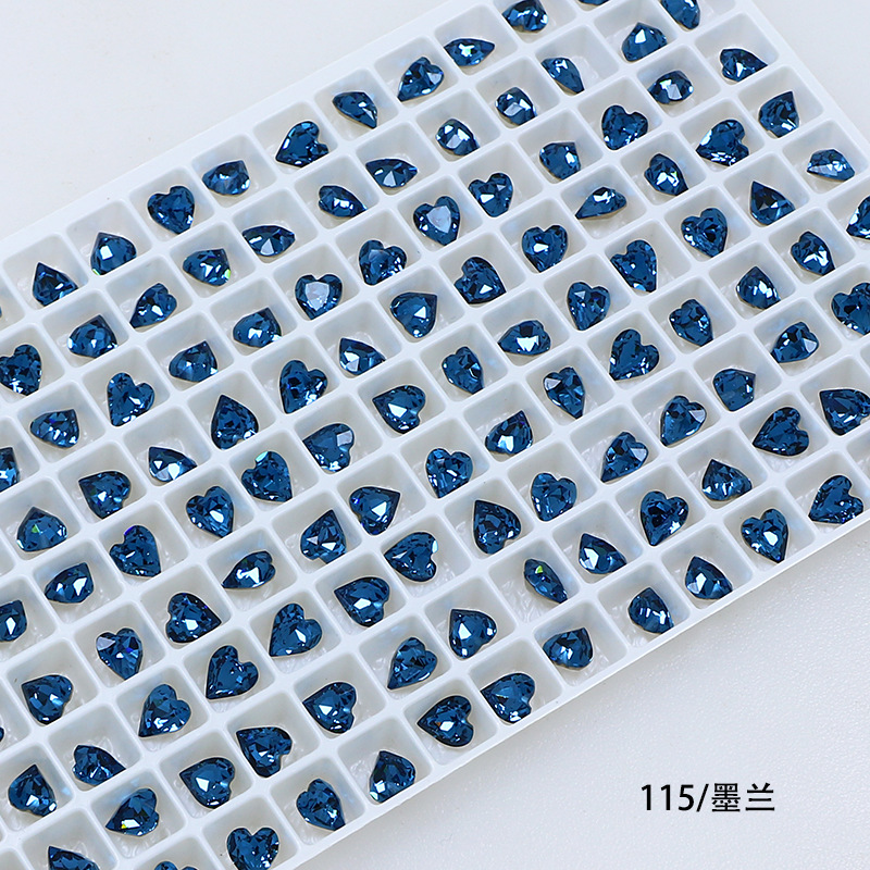 Dongzhou Crystal 6.5MM diamante de vidrio de fondo puntiagudo en forma de corazón de melocotón diamante de forma especial con fondo chapado en plata real