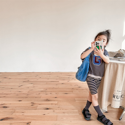 2024 Korean children's clothing summer new style girls Korean style summer clothing high waist leggings shorts children's pants 123251