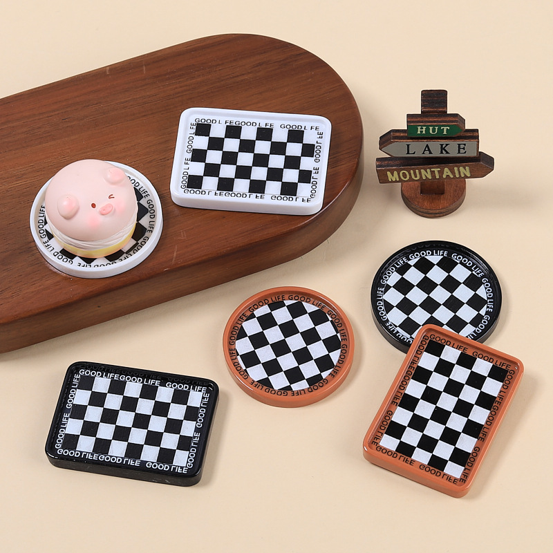 (2개) 수지 액세서리 도매 크림 접착제 머리핀 수제 DIY 구멍 신발 버클 보석 재료 흑백 바둑판