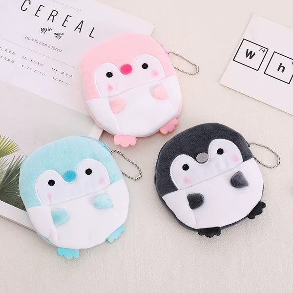 Cute cross-border cartoon penguin dinosaur plush coin purse coin bag data line bag mouth red envelope gift packaging bag